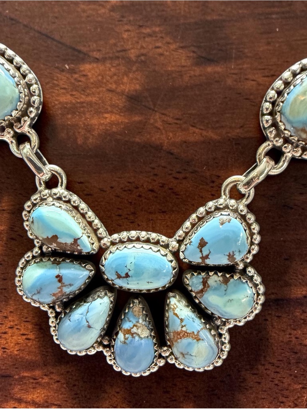 Golden Hills Turquoise Teardrop in Solid Sterling Silver Stunning Necklace - Picture 3 of 14